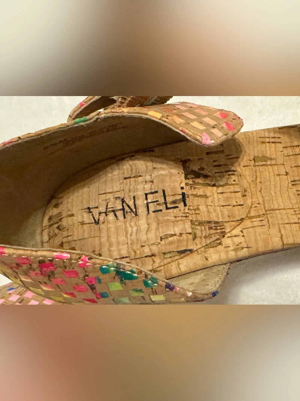 Vaneli Women’s Marise Rainbow Strappy Wedge Cork Sandals Size 9.5